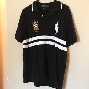 Polo shirt black with white stripe #1